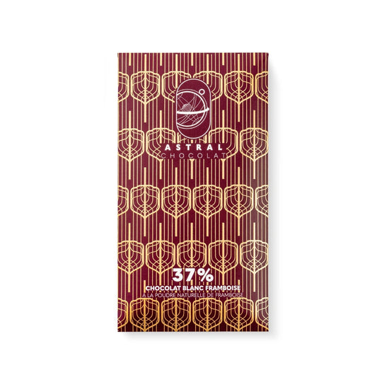 Tablette chocolat blanc, tablette rose poudrée, poudre de framboise naturelle, chocolat fruité et acidulé, création esthétique et originale, cadeau gourmand, chocolat rose éclatant.