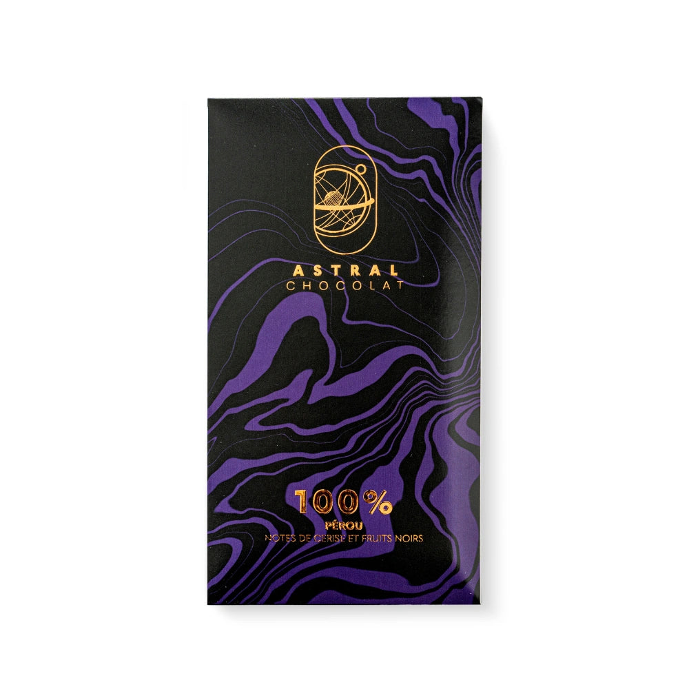 Chocolat noir intense, chocolat noir 100%, chocolat noir Pérou, masse cacao, artisanal, astral chocolat