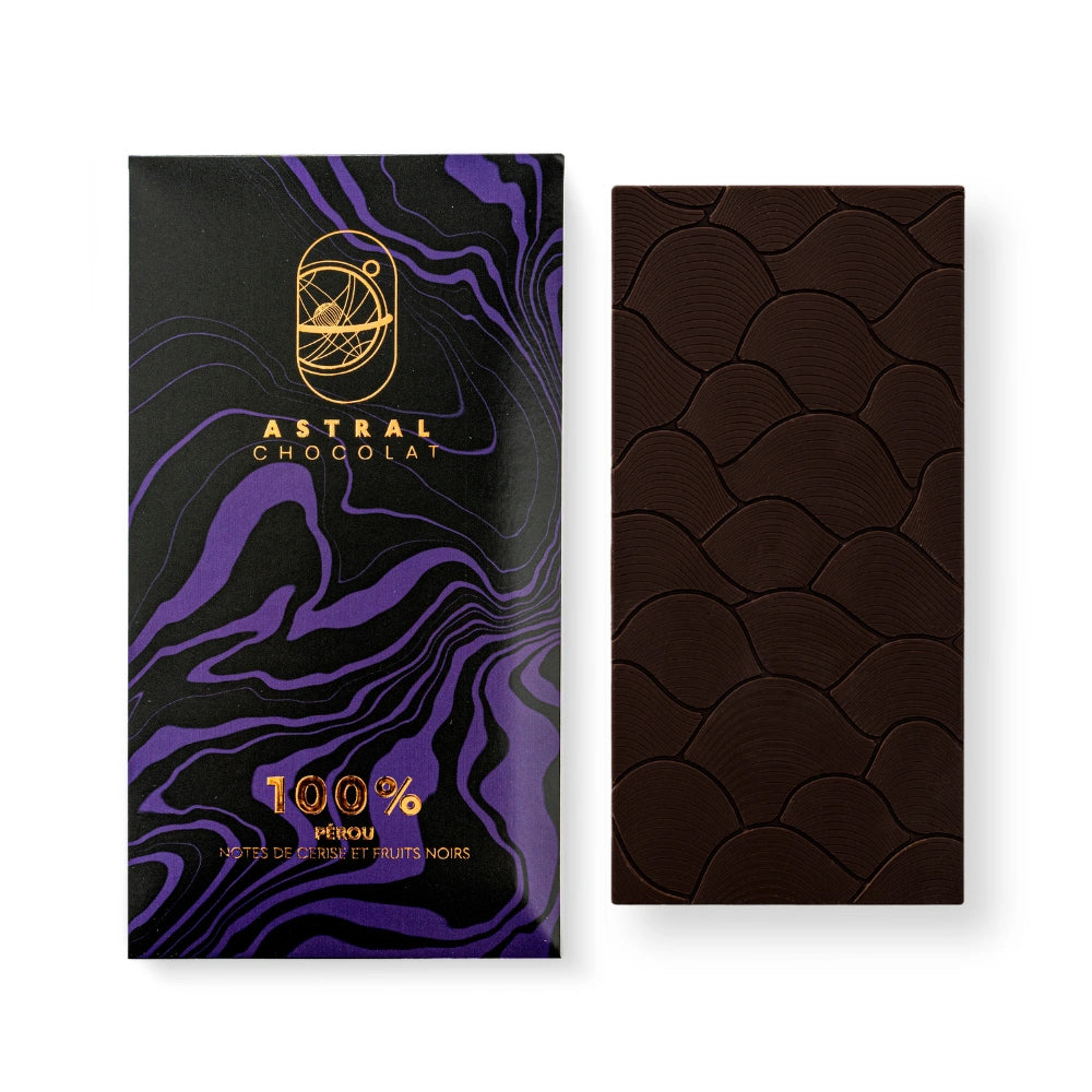 Chocolat noir intense, chocolat noir 100%, chocolat noir Pérou, masse cacao, artisanal, astral chocolat