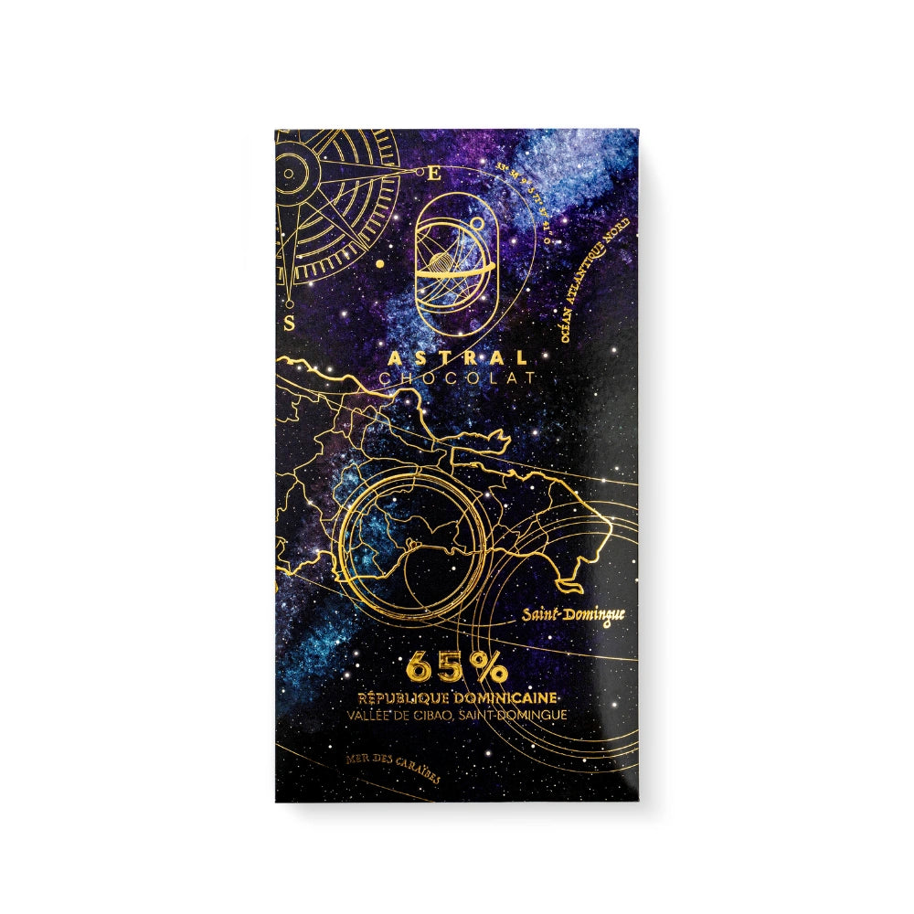 chocolat noir 65% république dominicaine, astral chocolat, chocolat à offrir, chocolat Noël, chocolat artisanal