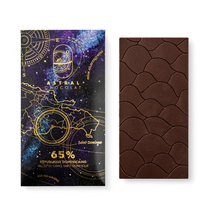 chocolat noir 65% république dominicaine, astral chocolat, chocolat à offrir, chocolat Noël, chocolat artisanal