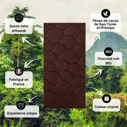 Chocolat noir 75% Sao Tomé, chocolat d'origine Afrique, astral chocolat, artisanal, à offrir, chocolat Noël